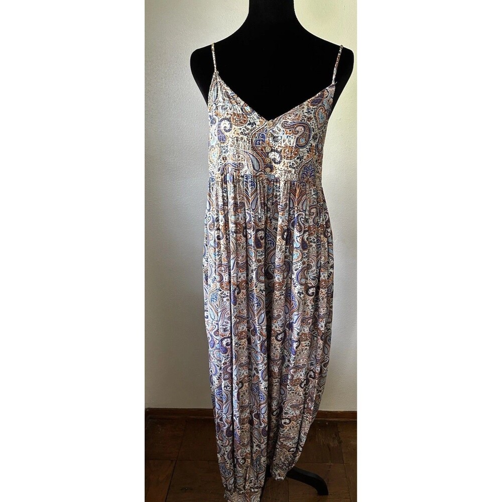 Sage+fig Harem Pants Jumpsuit Paisley Size Small Boho Cottage Balloon Pant - Picture 2 of 13